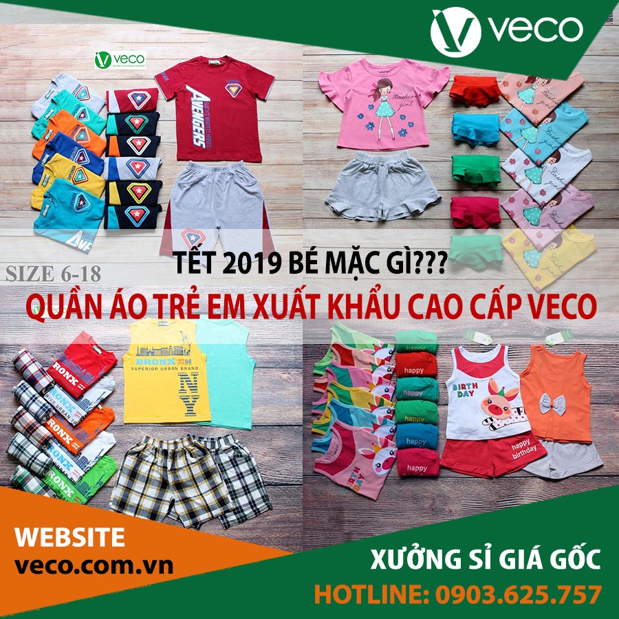 Tết 2019 bé mặc gì? Quần áo trẻ em xuất khẩu cao cấp Veco